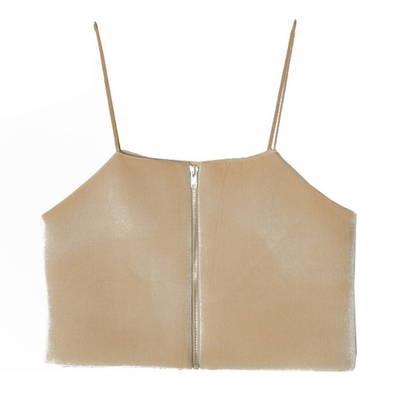 NWT Style Nanda Soft Zip Back Crop Cami Tan Nude - Picture 3 of 6